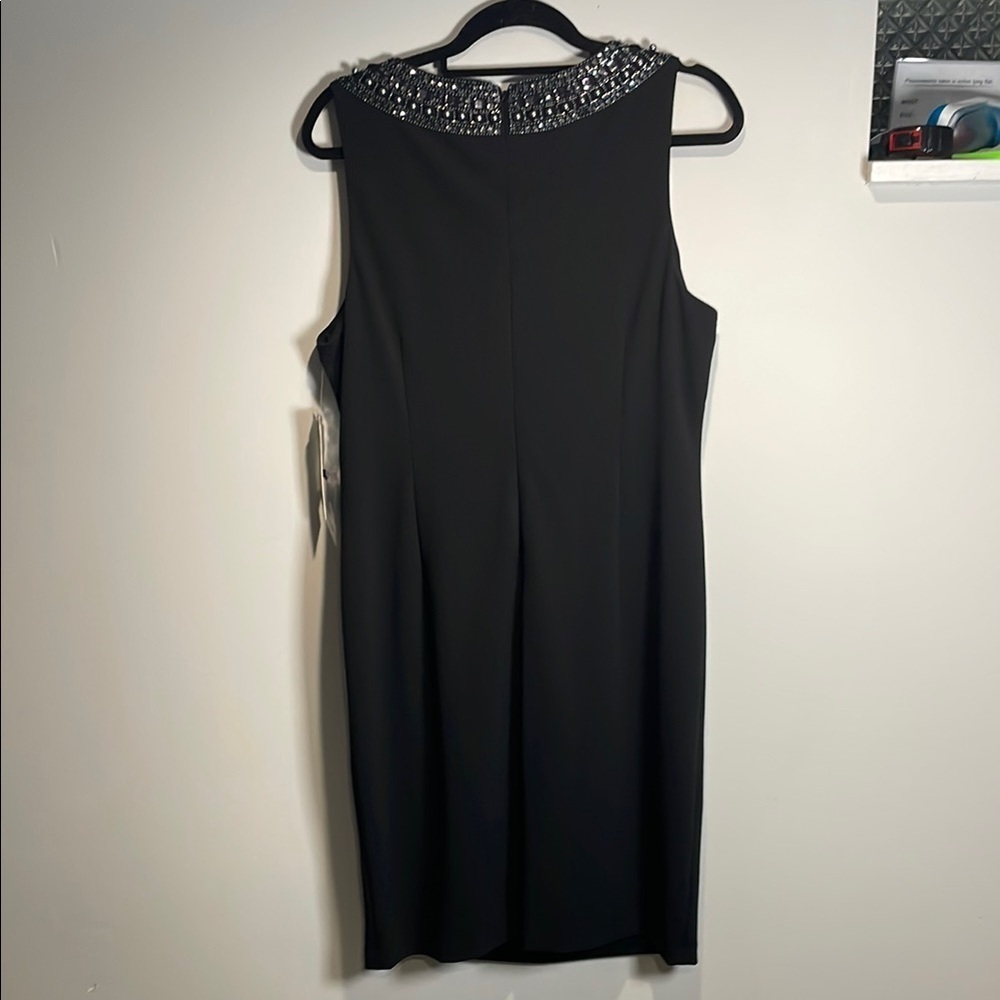 Tahari ASL Cocktail Dress Embellished Neck Ruched Size 14 nwt - Picture 10 of 13